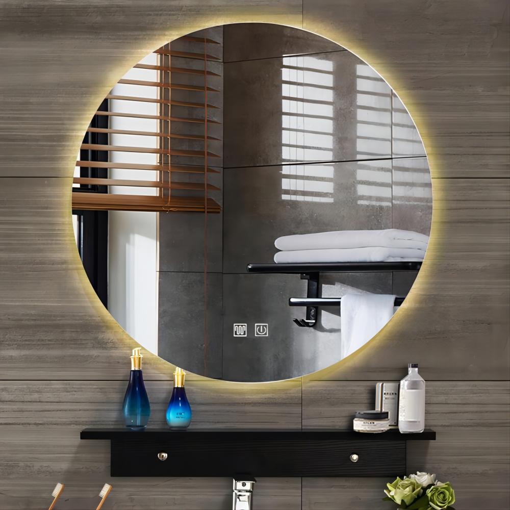 Smart Touch Screen LED Bathroom Mirror for Hotel Customized Size Bevelled Decor Mirror