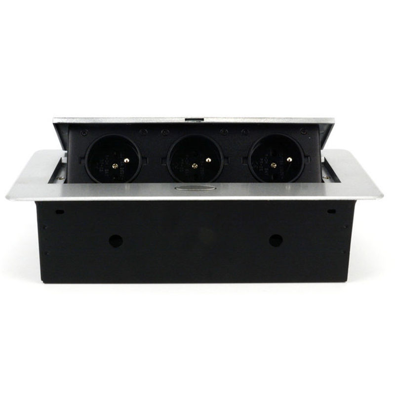 Silver color Pop-Up desktop power socket outlet for furniture table /hotel project pop up socket