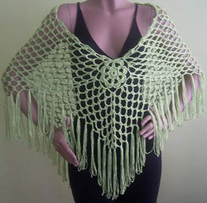 Black Fringed Shawl Wrap Crochet Beaded Scarves with tassel, Handmade, Crocheted Multiwear