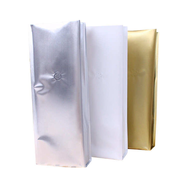 Heat Sealable Aluminum Foil Liner Side Gusset Folded Flat Bottom Coffee Bags With Valve For Coffee Bean Tea Leaves Pack