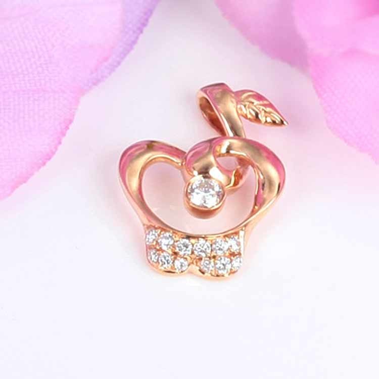 Fine Jewelry Rose Gold Apple Shape Charm Pendant with Diamonds (GDN017)