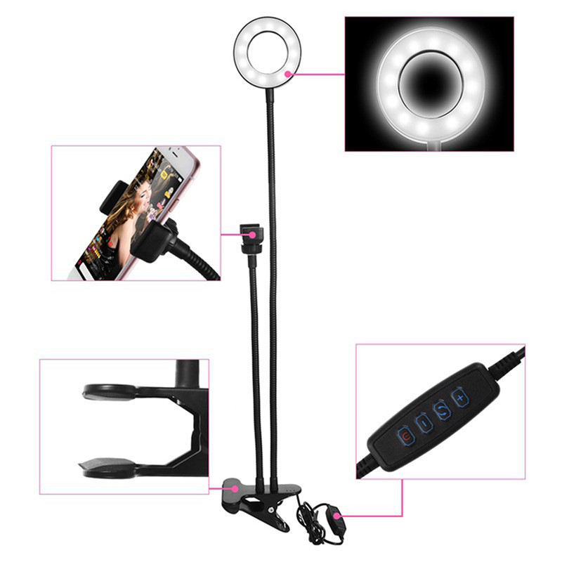 Usb Power 5V Desktop Selfie Ring Light , Makeup Ring Light With Phone Holder