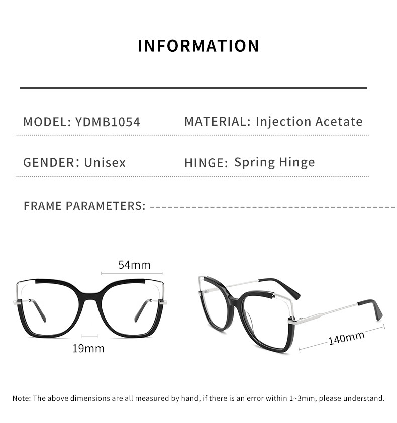 Unique Cat Eye Metal And Acetate Glasses Flexible With Clear Lenses