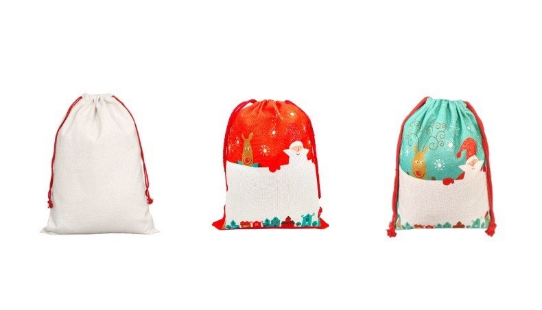 Large Linen Santa Sack For Christmas Blank Sublimation Candy Bag In Stock