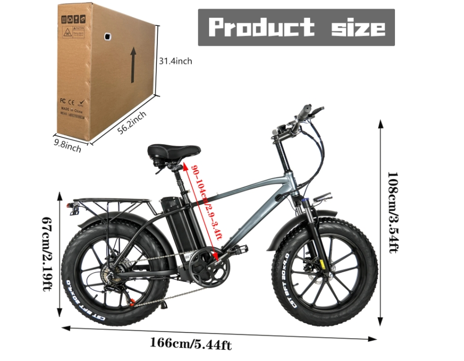 18Ah Lithium Battery Electric Hybrid Bike 750W 20 Inch Fat Tire Mountain Ebike For Adult