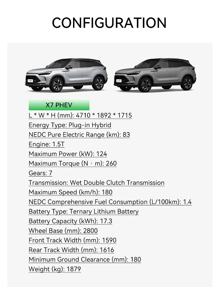 2023 Beijing X7 PHEV 180km/h Hybrid Car 0km 4 Four Wheel Electric Vehicle 0km Used Cars Left Hand Drive and High Speed
