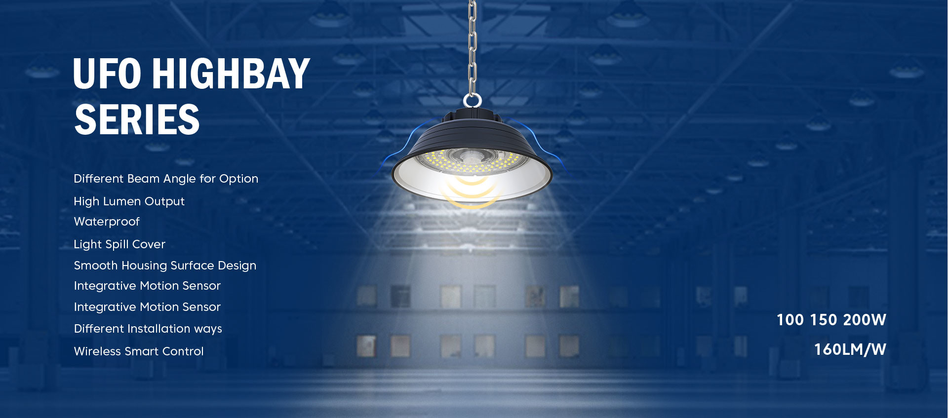 Light Weight 100W LED UFO High Bay Light Suspended Aluminum Housing