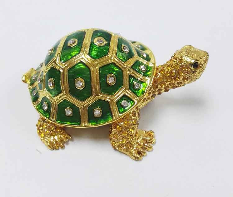 gold plated metal double turtle trinket jewelry box good quality turtle trinket jewelry box