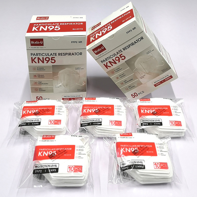 BU-E978 KN95 Respirator Face Mask , 5 Layers Protective Facepiece Particulate Respirator Embossing Print