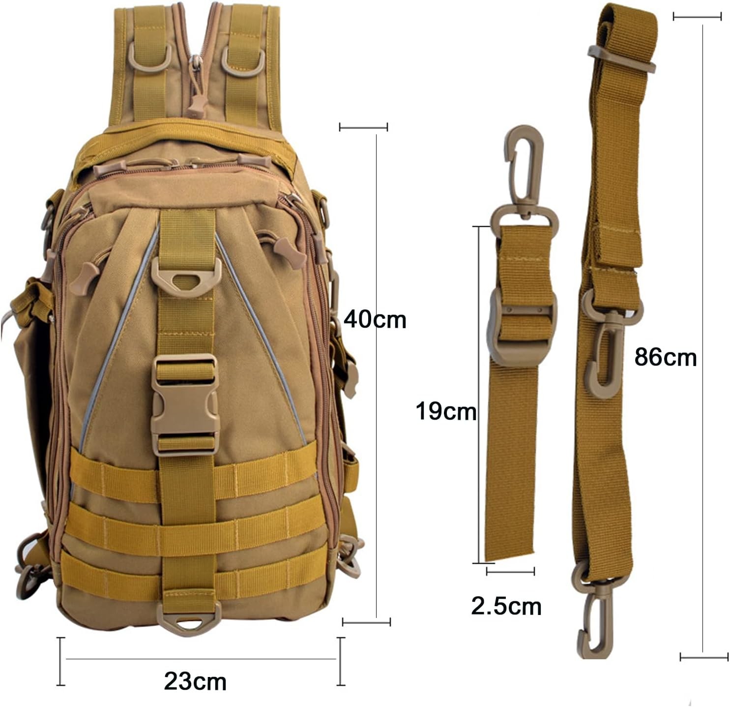 Fishing Tackle Box Storage Sling Bag Outdoor Shoulder Backpack Cross Body Sling Gear for Pond Hopper Hiking Hunting