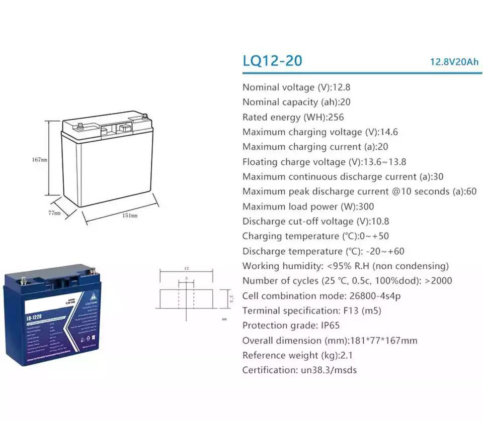 20ah Lifepo4 Solar Energy Storage Battery F13 Lithium Iron Phosphate Batteries