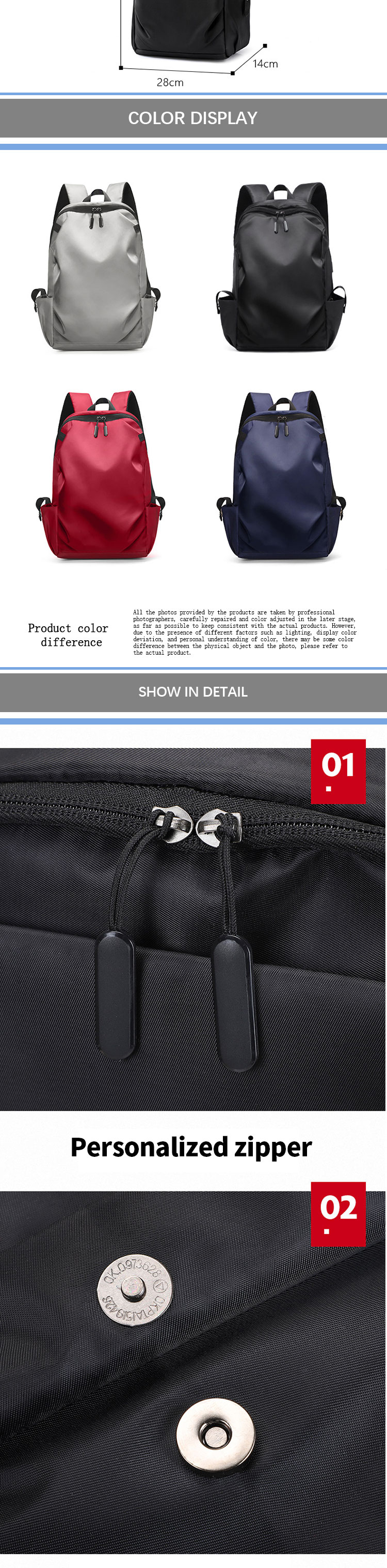OEM Logo Lightweight Travel Backpack Waterproof Anti Theft Laptop Bag With USB