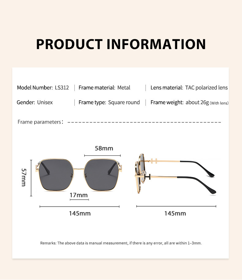 Outdoor Metal Frame Sunglasses 144mm UV Polarized Sunglasses For Prescription Lenses