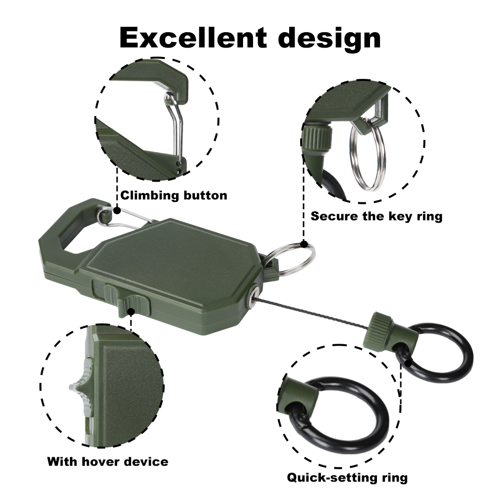 Deyi Badge Reel Heavy Duty Multitool Carabiner Badge Holder Retractable Keychain Clip Id Holder