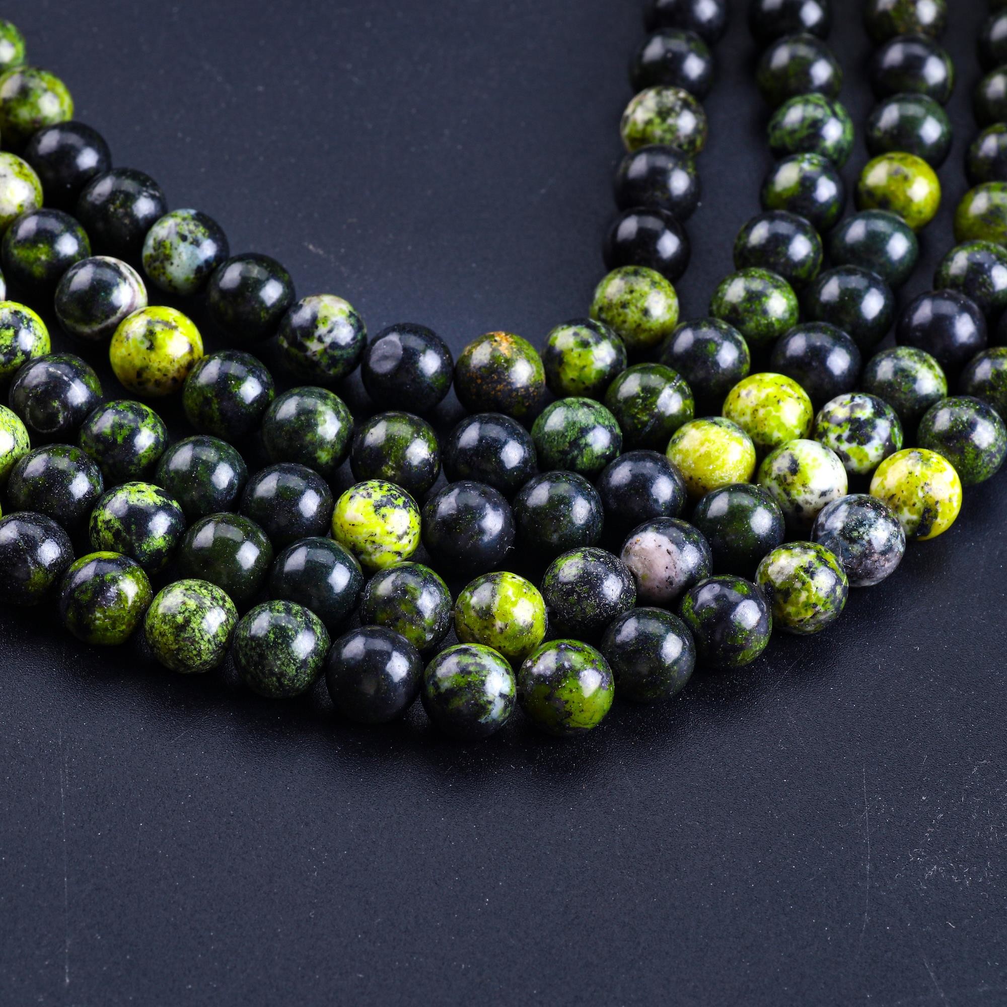 Serpentine Jade Round Bead Natural Crystal Gemstone Loose Bead Strands for DIY Jewelry Making