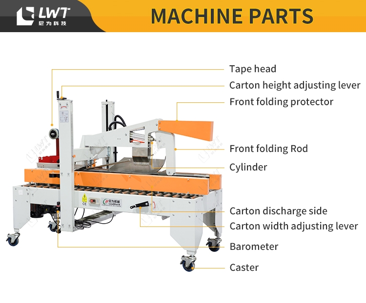 LWT Packaging Line Automatic Side Top And Bottom Carton Box Case Taper Sealer Machine for Small Box