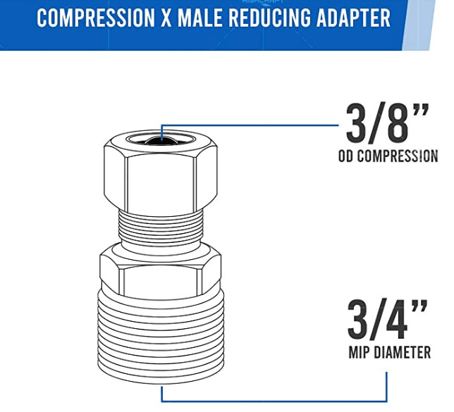 3/8" OD COMP X 3/4" MIP Lead Free Brass Compression Fitting