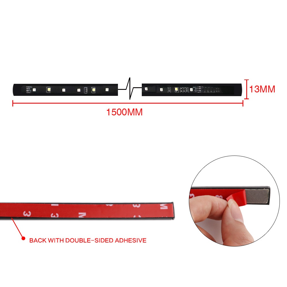 60" 8000K 360lm LED Car Trunk Tailgate Light Bar White Red