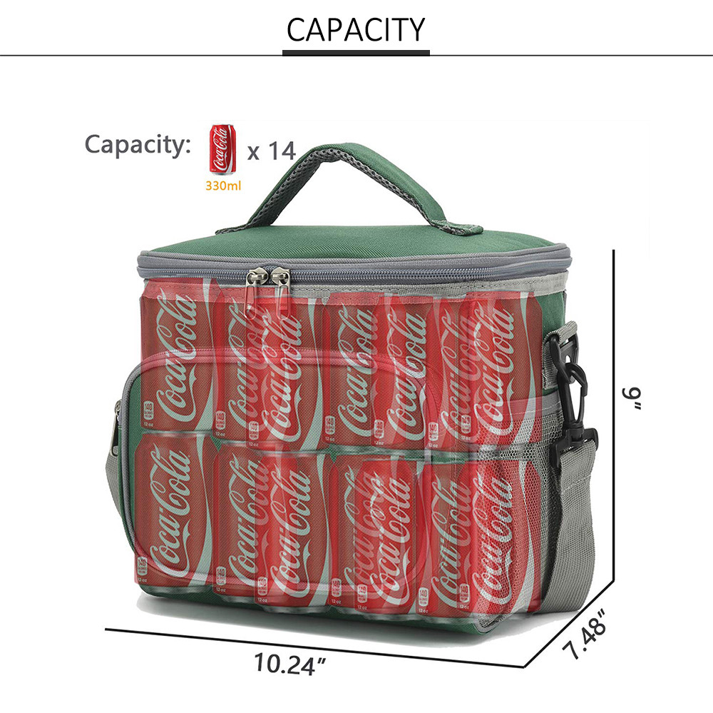 Dual Large Mesh Side Pockets Large Lunch Box with Adjustable Shoulder Strap