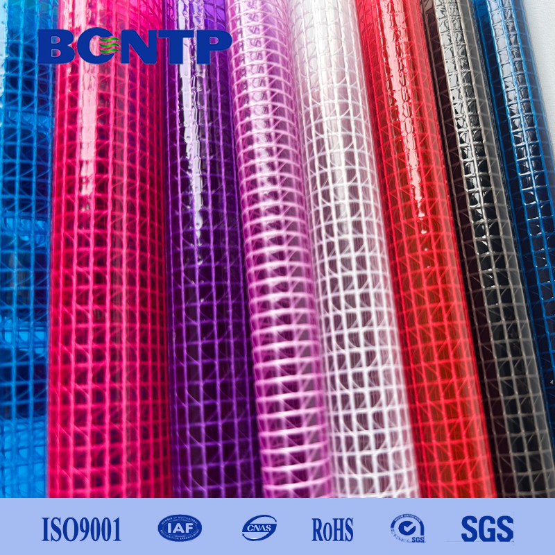 PVC Transparent Mesh Fabric Flame Retardant Tarpaulin Roll, 0.9-3.2m Width