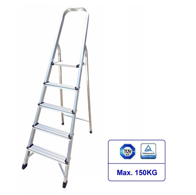 Lightweight Aluminum Step Ladder 5 Steps 150kg / 330lb Load Capacity