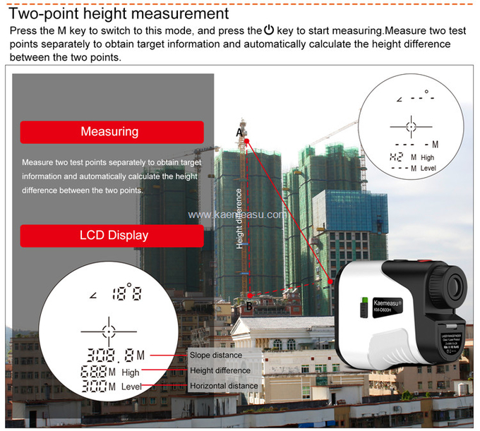 kaemeasu Laser Rangefinder Distance Measuring 6.5X Magnification Hunting Range Finder Telescope D1000