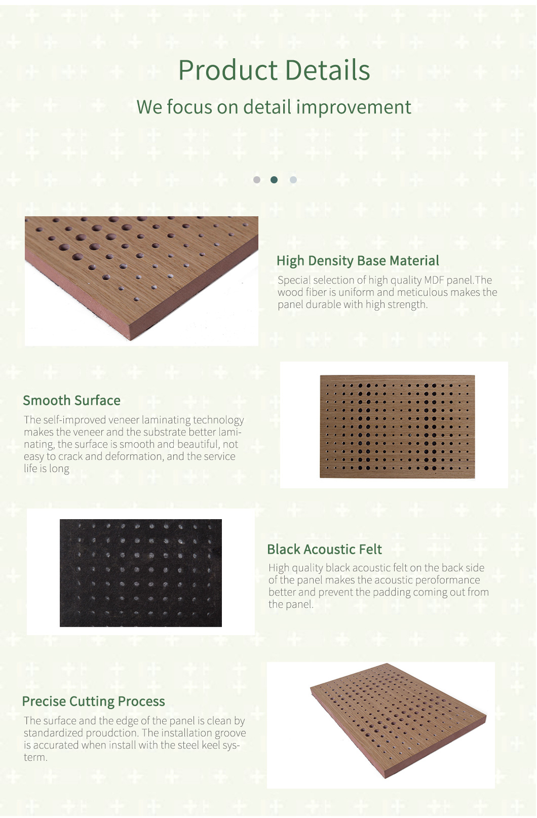Wood Veneer Micro Perforated Acoustic Panels 12mm Thickness For Full Frequency Absorption