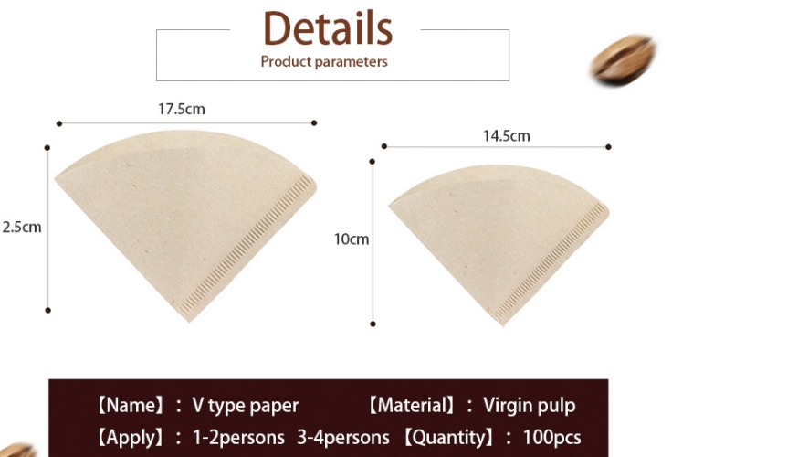 Unbleached Firm Embossing Cone Paper Coffee Filter Good Water Permeability