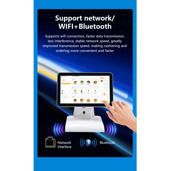 15Inch N2840 Desktop POS Machine Restaurant POS Terminal 2+32GB All in One POS System with Customer Display