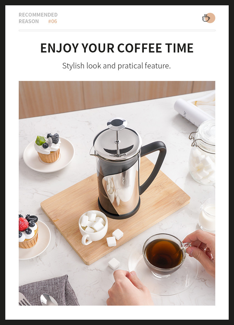 Stainless Steel Insulated Large French Press Coffee Maker Travel Camping Classic Glass Tea