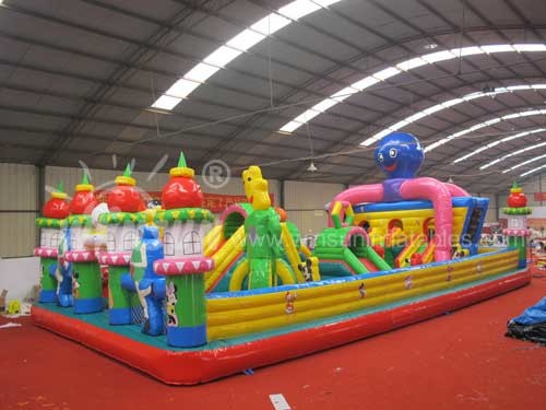 Octopus Theme Inflatable Fun City With Air Blower And Repair Kits