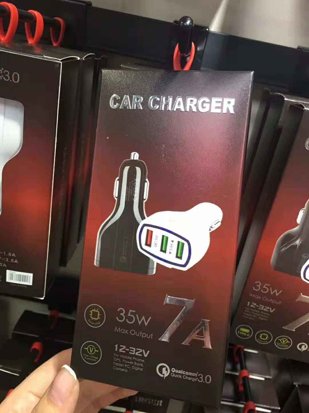 7A CAR CHARGER QC3.0 3 USB Universal Compatible USB CAR CHARGER for all electronics cheap price