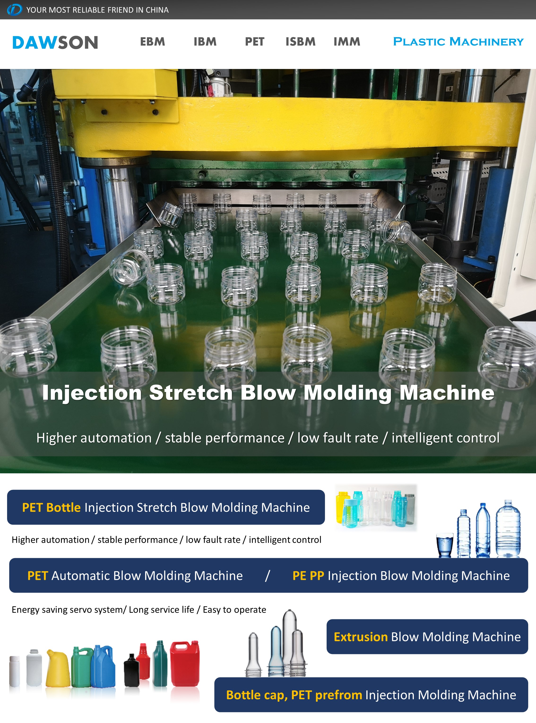 PET Injection Stretch Blow Molding Machine For Pharmaceutical Cosmetic Food Container