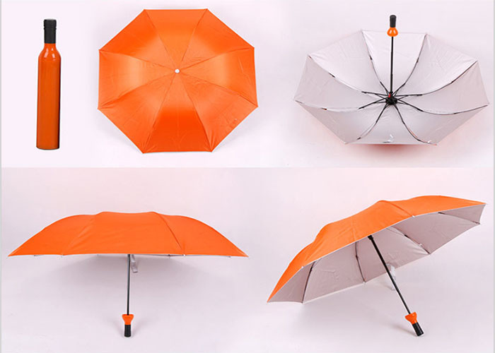21 Inches Wine Bottle Shaped Umbrella Rich Color Logo Printed For Promotion