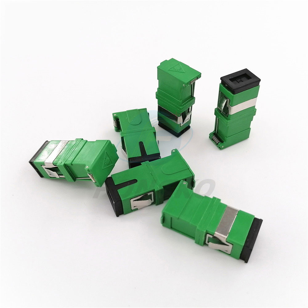 Green Shell Sc/apc Simplex Adapter Fiber Optic Adapter With Auto Shutter