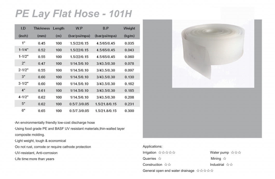 PE Polyethylene Layflat Home Garden Watering System Agriculture Hose 2/2.5/3/4/5/6 inch pe lay flat tube/pe layflat