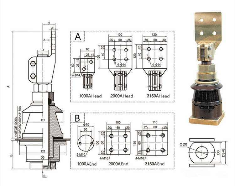 DIN 42530 Power Transformer Bushings 1000-3150A Investment Casting