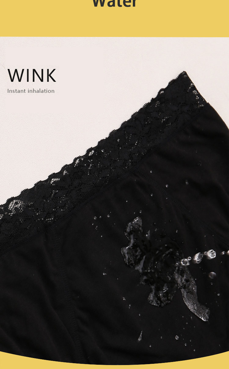 Sexy beautiful lace Absorbent 4 Layers Leak Proof Mid Waist Period Menstrual Underwear lingerie women's panties