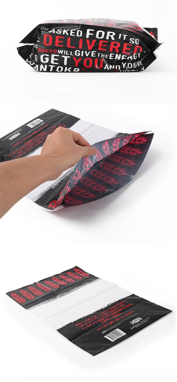 Plastic Clear PE Wicker Bread Packaging Bags Custom Logo Printed