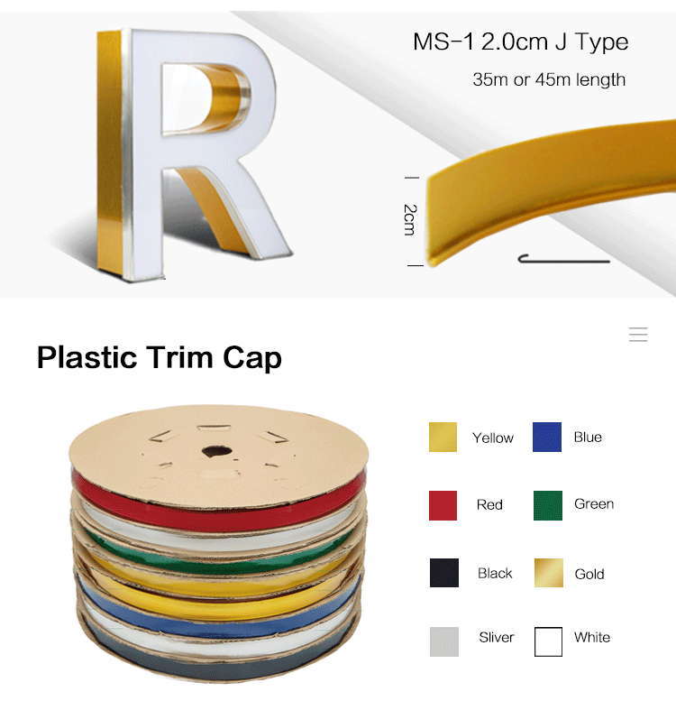2cm 0.79 Inch Golden Door Window Aluminum Trim Cap For Channel Letter