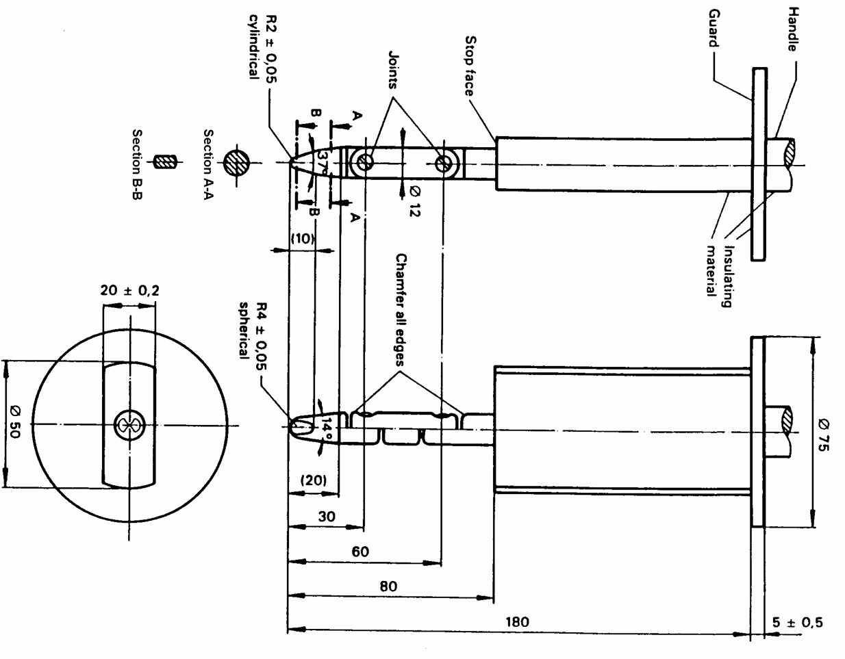 IEC 61032 Figure 2 / IEC 60529 Standard Test Finger Shell Anti Electric Shock With Thrust 10N 20N 30N