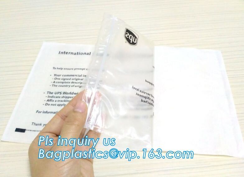 TNT DHL shipping packing list document envelopes, packing list padded envelope, tamper proof express use plastic packing