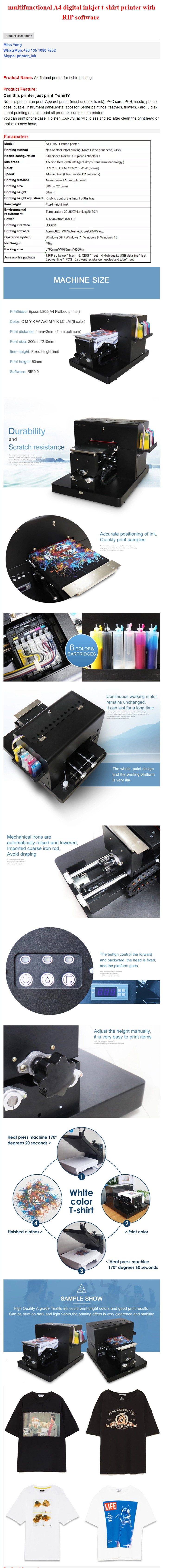 Color multifunctional flat panel UV printer A4 automatic DTG printing mobile phone case