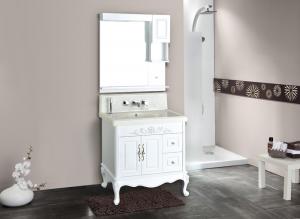 Buy cheap Wall Vanity Antique Classical Bathroom Furniture Sink PVC Bathroom Cabinet product