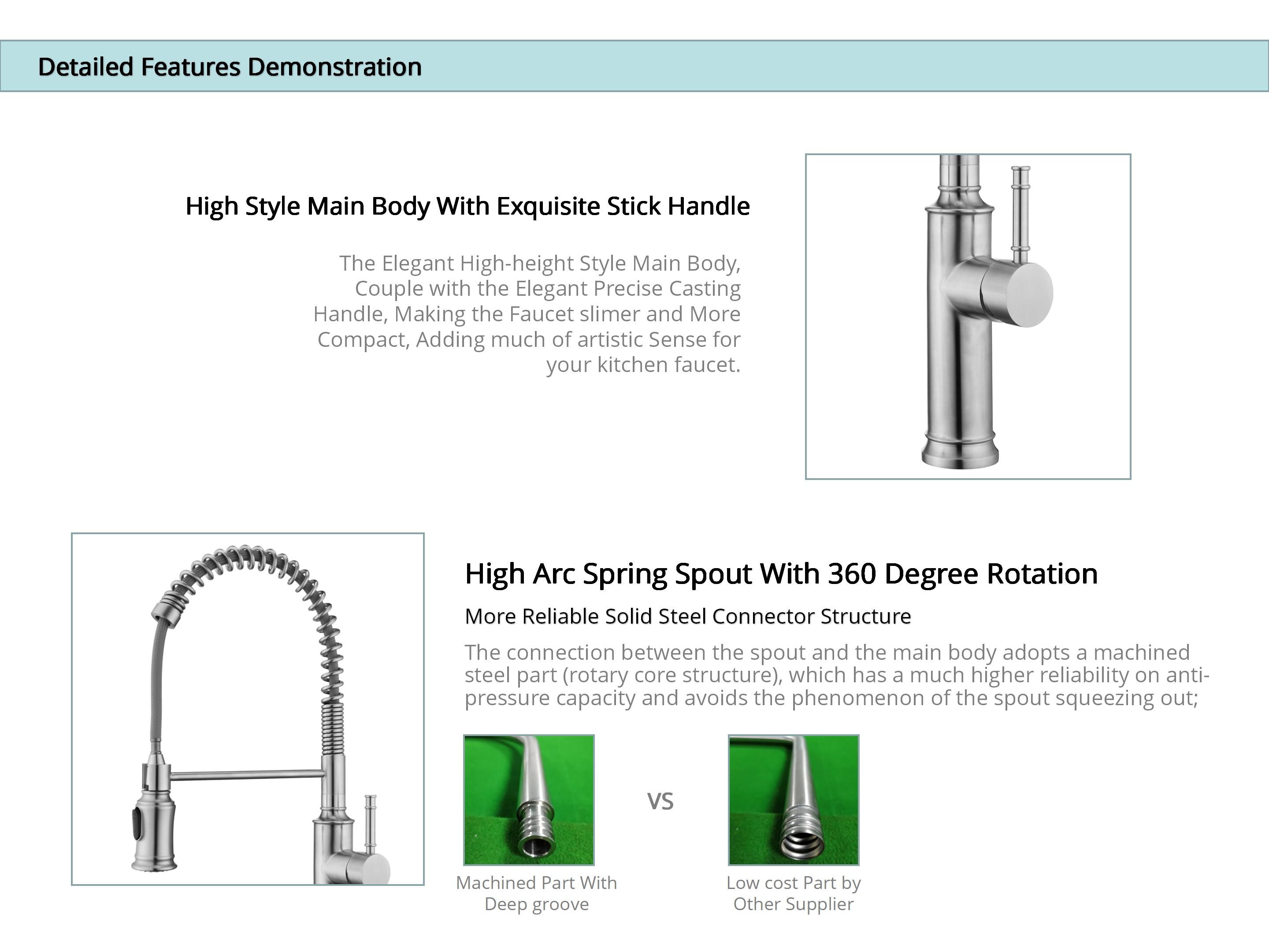 Single Lever Deck Mount Kitchen Sink Faucet Retractable Hose DC4.5V-6.5V