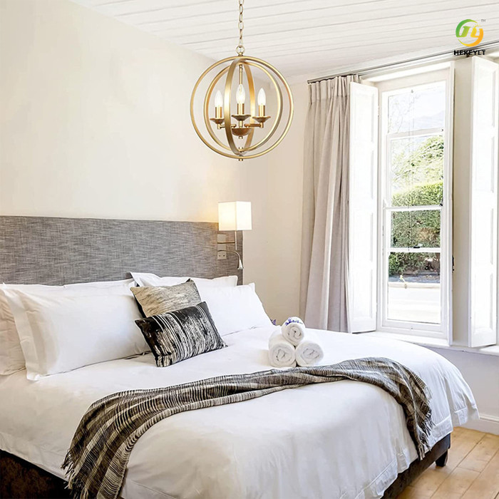 Rustic Retro Chandelier Ball Wrought Iron Lamp Living Room Nordic Pendant Light