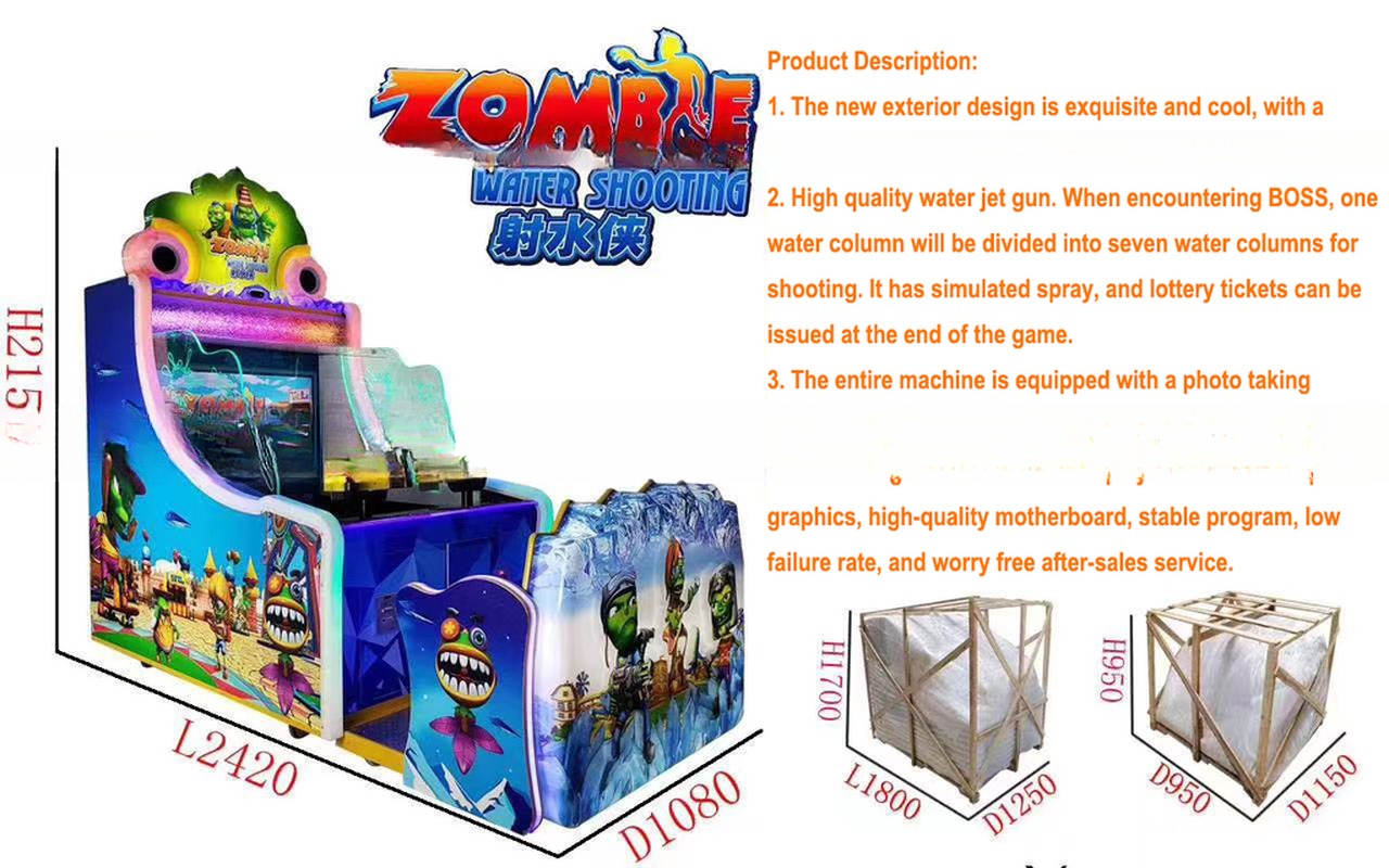Dreamland 2023 Arcade Shooting Zombie Water Shooting Ticket Game Machine with camera function