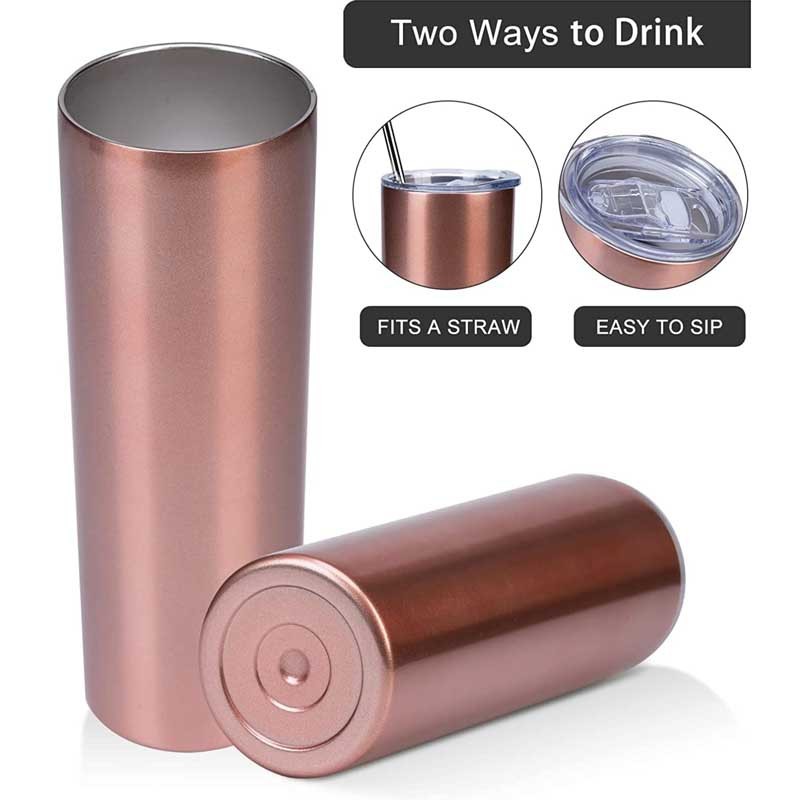 20Oz With Lid And Straw Skinny Tumbler Insulated Slim Powder Coated Double Wall Vacuum Insulated Coffee Tumbler For Hot Cold Drinks