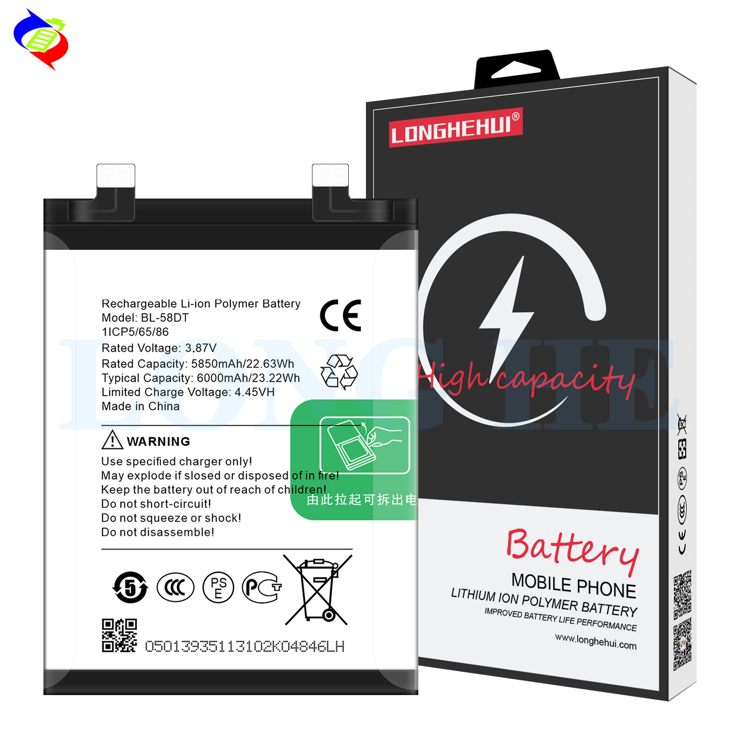 BL-58DT 4.45V 6000mAh Genuine Capacity Lithium Polymer Battery for Tecno Pova 4 Pro