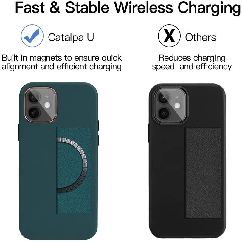Full Protective Liquid Silicone iPhone 12 Case Built in Magnetic Ring (Supports MagSafe Wireless Charging) (Green)